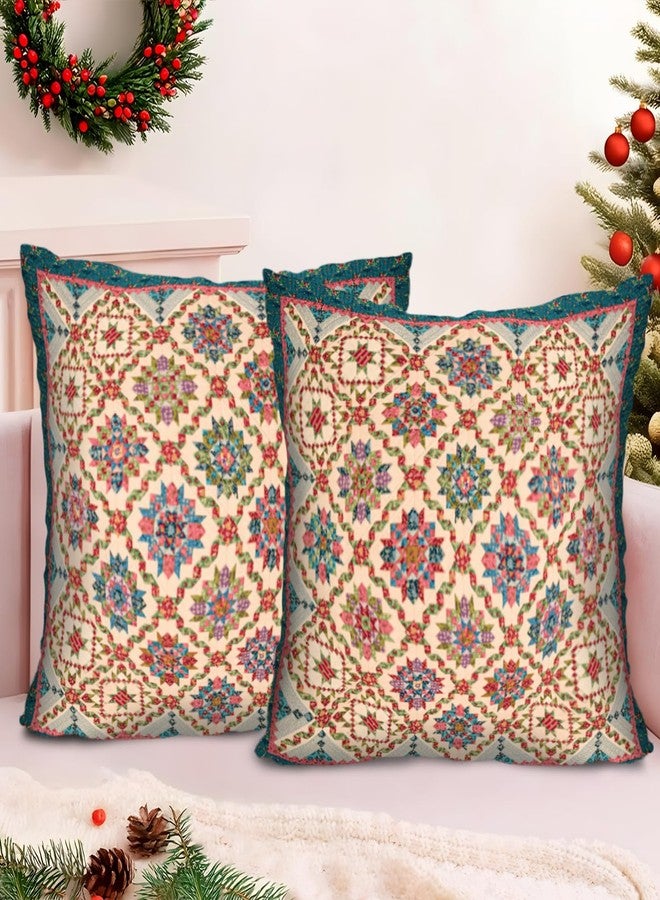 BUAEL Boho Throw Pillow Covers 20x20 inch Set of 2,Boho Vintage Carpet Pattern Antique Ethnic Decor Double Sided Pattern Cushion Cover Soft Pillow Case Living Sofa Room Bed Square Pillow Cover - Image 1