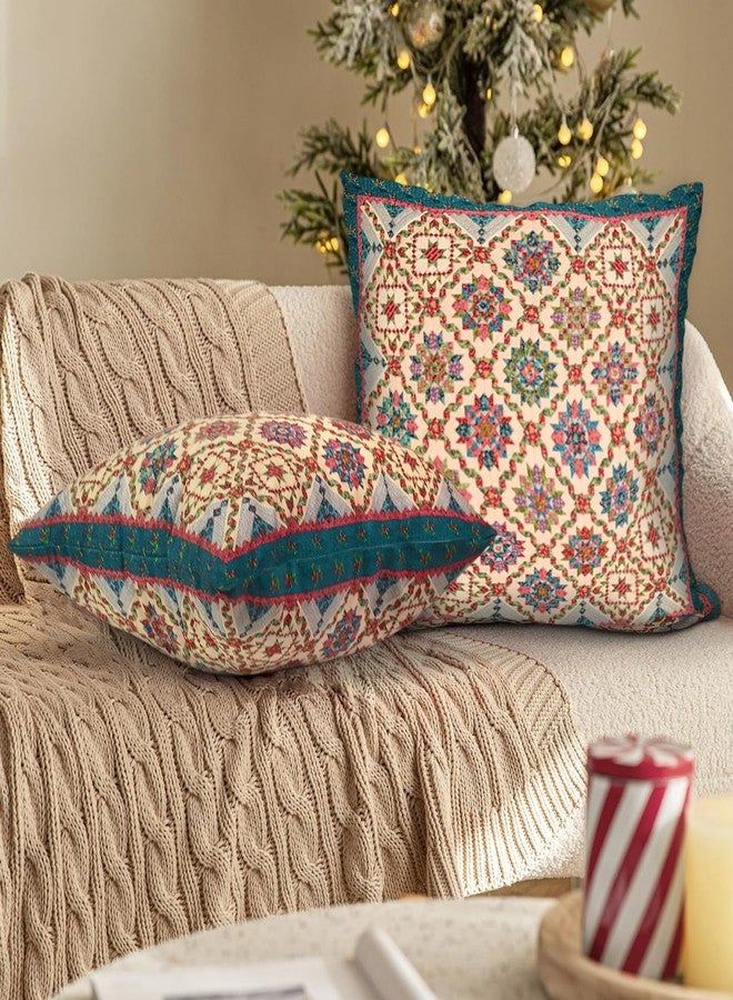 BUAEL Boho Throw Pillow Covers 20x20 inch Set of 2,Boho Vintage Carpet Pattern Antique Ethnic Decor Double Sided Pattern Cushion Cover Soft Pillow Case Living Sofa Room Bed Square Pillow Cover - Image 4