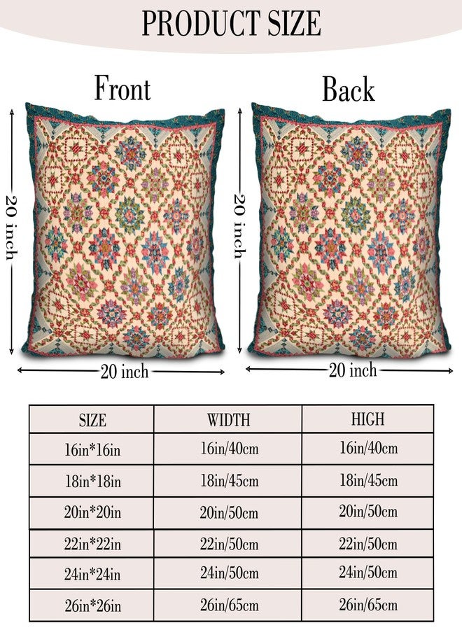 BUAEL Boho Throw Pillow Covers 20x20 inch Set of 2,Boho Vintage Carpet Pattern Antique Ethnic Decor Double Sided Pattern Cushion Cover Soft Pillow Case Living Sofa Room Bed Square Pillow Cover - Image 2