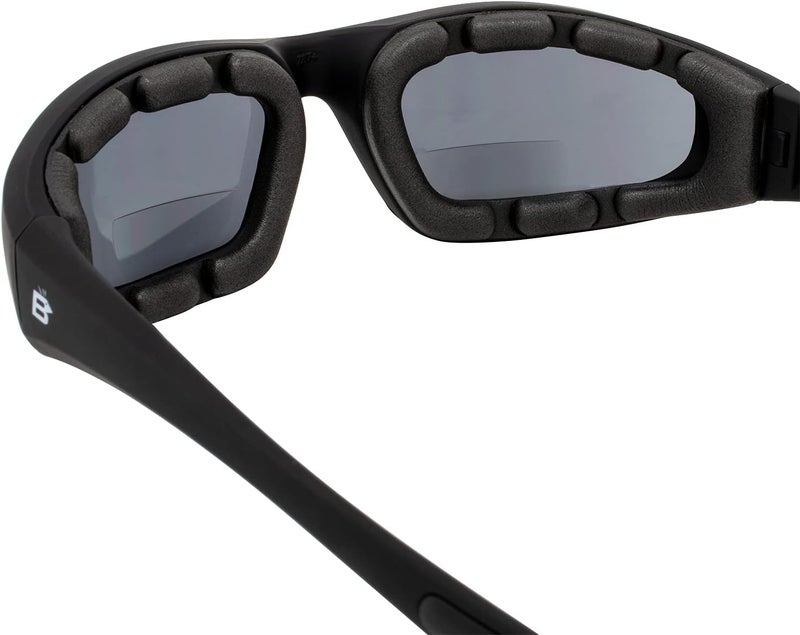 Birdz Eyewear Oriole Padded Safety Bifocal Motorcycle Sunglasses Black Frame Smoke Lenses 2.0 Magnification Carry Bag - Image 5
