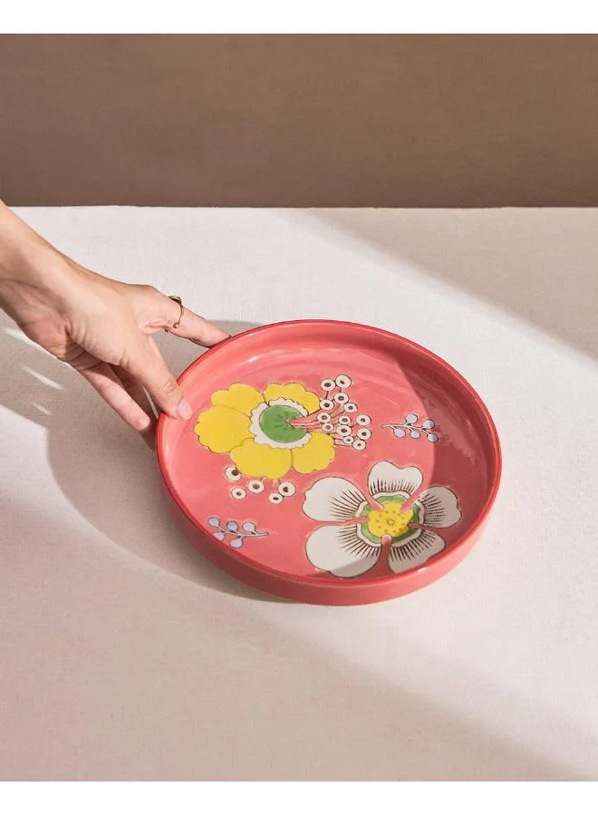 Chumbak Hibiscus Bloom Platter Red