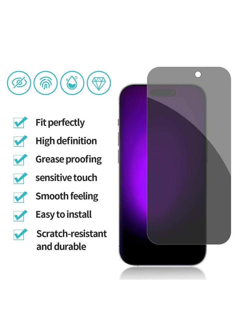 DIGI CORE iPhone Tempered Glass 3 Pack Privacy Screen Protector Set For iPhone 14 Pro 6.1 Inch Anti-Spy Tempered-Glass, Scratch Resistant iPhone Glass Full-Coverage Glass (Privacy, iPhone 14 Pro) - Image 2