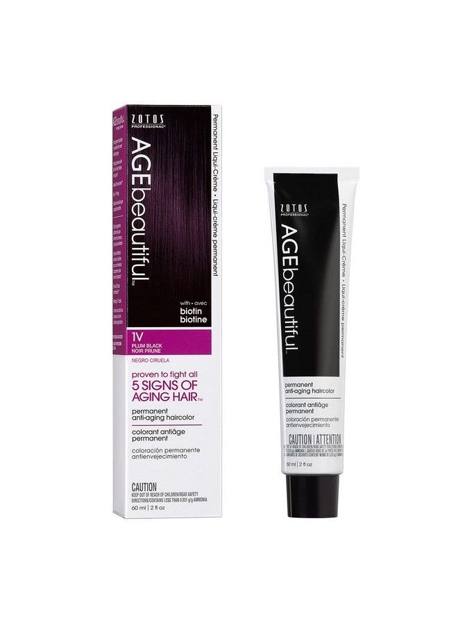 AGE beautiful Agebeautiful Permanent Liqui Creme Hair Color Dye | 100% Gray Coverage | Antiaging | Professional Salon Coloring | 1V Plum Black  - Image 1