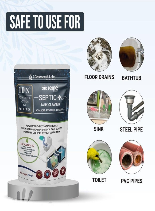 Bio Reme Septic Tank Cleaning Powder Septic Plus 10X Formula for Septic System Maintenance and Waste Breakdown Support Odour Control Care Powder for Toilet and Drain 250g Pack of 1 - Image 3