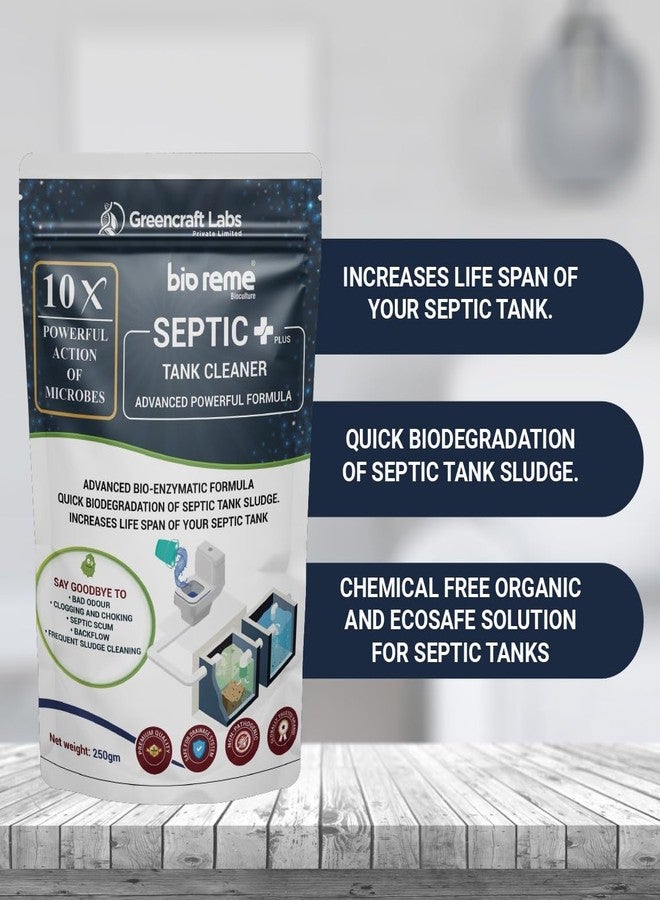 Bio Reme Septic Tank Cleaning Powder Septic Plus 10X Formula for Septic System Maintenance and Waste Breakdown Support Odour Control Care Powder for Toilet and Drain 250g Pack of 1 - Image 4