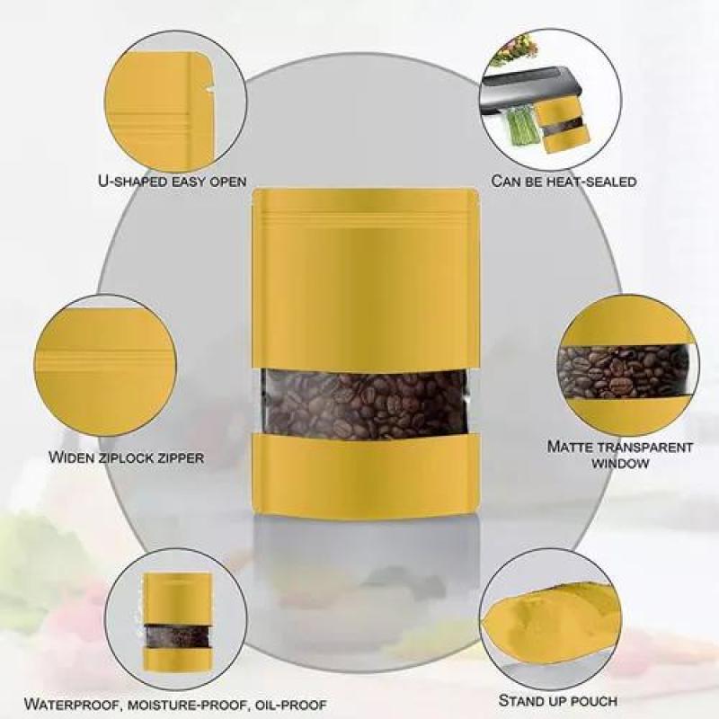 Stand Up Pouches 10x15cm 50g Capacity High Capacity Resealable Food-Safe Plastic Pouches - Durable Zipper Seal With Matte Gold Finish Clear Window for Retail Gifting Home Business Travel - Image 5