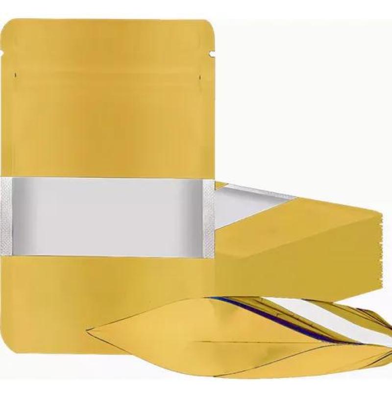 Stand Up Pouches 10x15cm 50g Capacity High Capacity Resealable Food-Safe Plastic Pouches - Durable Zipper Seal With Matte Gold Finish Clear Window for Retail Gifting Home Business Travel - Image 2
