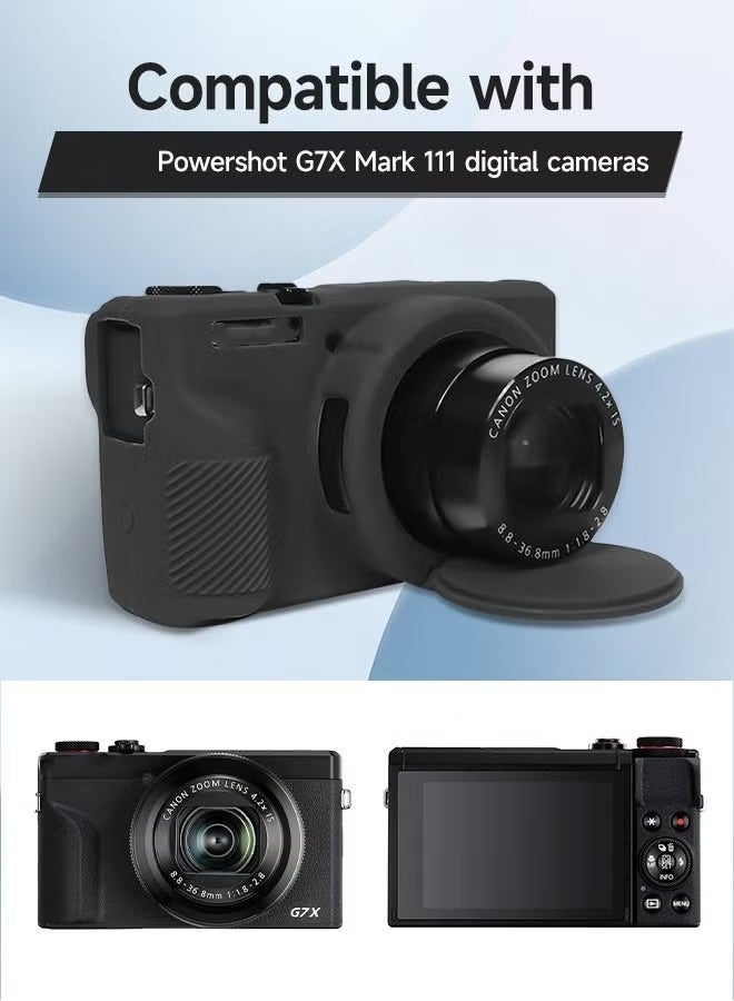 Premium Soft Silicone Protective Case with Removable Lens Cover for Canon Powershot G7X Mark III Digital Camera - Washable, Lightweight, and Stylish Protection (Black) - Image 3