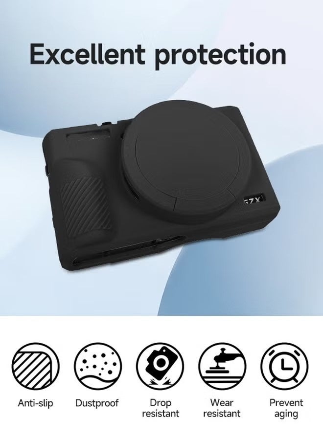 Premium Soft Silicone Protective Case with Removable Lens Cover for Canon Powershot G7X Mark III Digital Camera - Washable, Lightweight, and Stylish Protection (Black) - Image 4