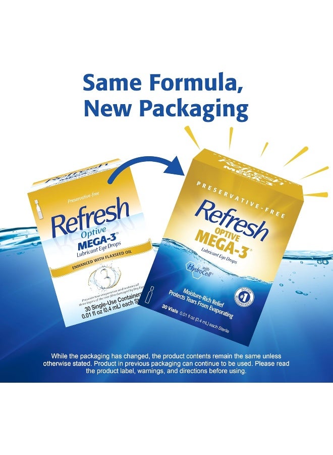 REFRESH قطرات العين المرطبة ريفريش أوبتيف ميغا-3، خالية من المواد الحافظة، 0.01 أونصة سائلة حاويات للاستخدام الفردي، 30 عدد - Image 3