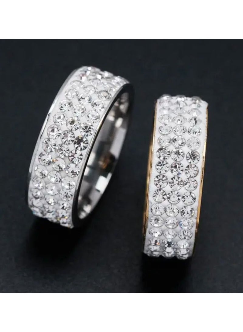 استراتيجية 2 قطعة ذهبية وفضية اللون الاسترليني خاتم مرصع بحجر الزركون - Image 2