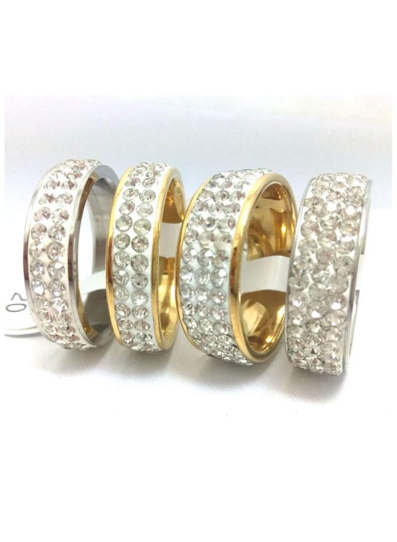 استراتيجية 2 قطعة ذهبية وفضية اللون الاسترليني خاتم مرصع بحجر الزركون - Image 4