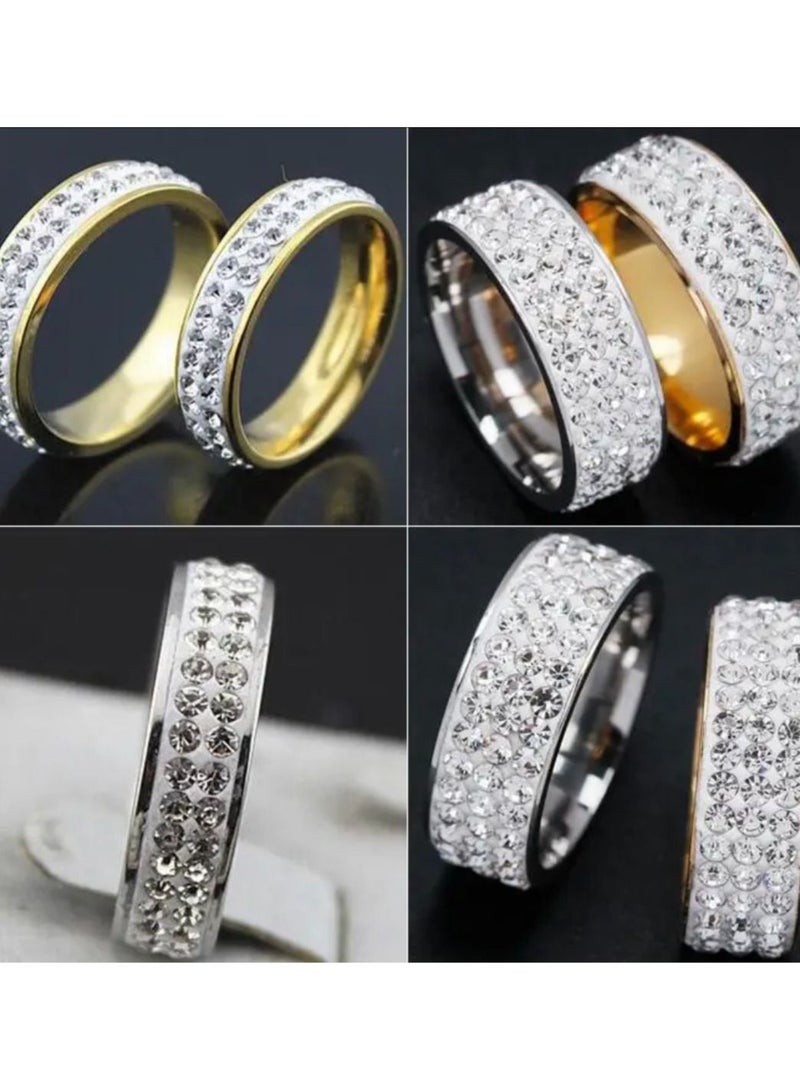 استراتيجية 2 قطعة ذهبية وفضية اللون الاسترليني خاتم مرصع بحجر الزركون - Image 3