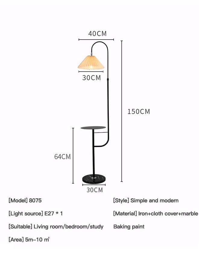 Sharpdo - Vertical LED Table Floor Lamp With Shelf Modern Practical Standing Light With Shelves Height Adjustable Pleated Fabric Lampshade For Living Room Bedroom - Image 1