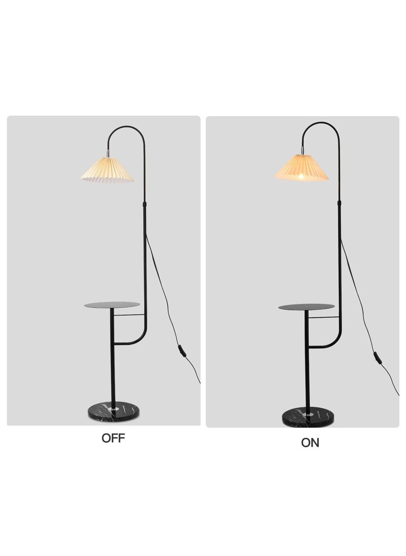 Sharpdo - Vertical LED Table Floor Lamp With Shelf Modern Practical Standing Light With Shelves Height Adjustable Pleated Fabric Lampshade For Living Room Bedroom - Image 1