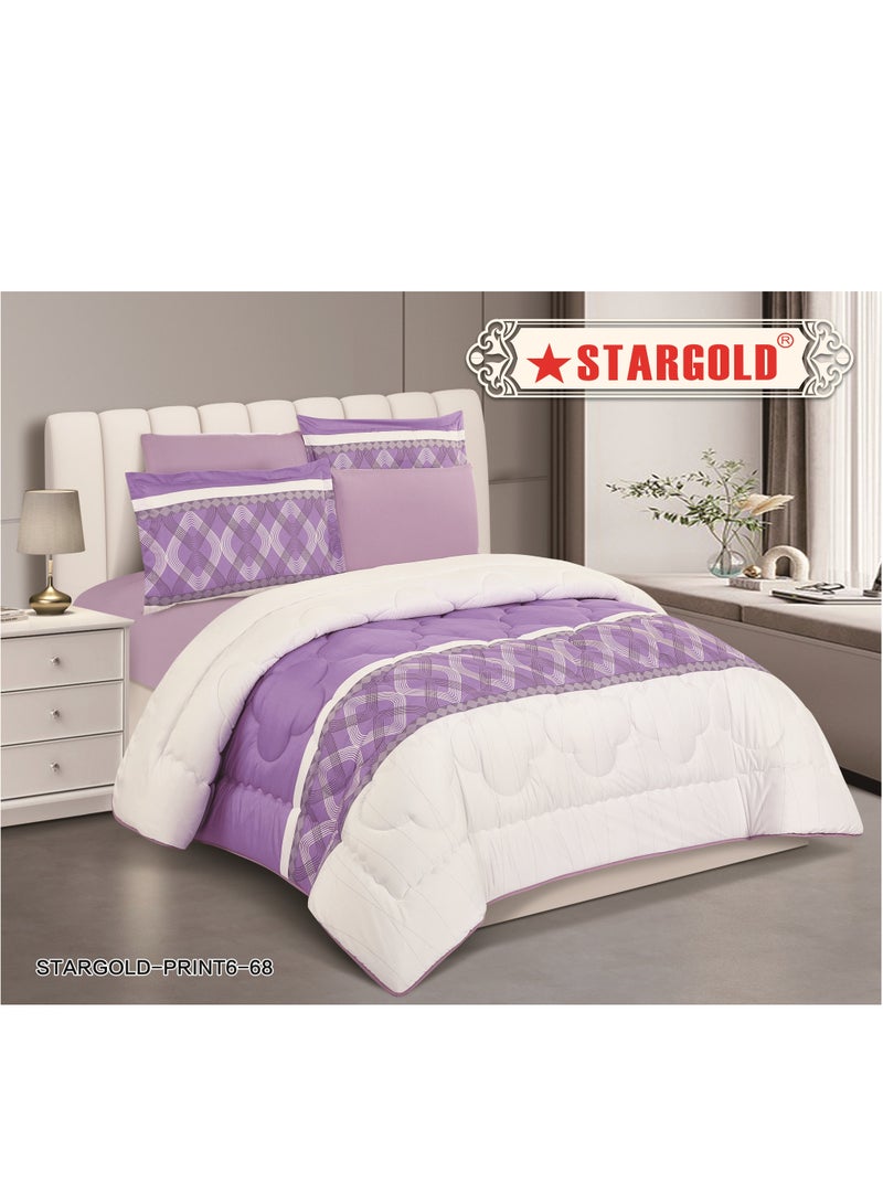 ستارجولد لحاف مطبوع فائق النعومة، طقم 6 قطع، قماش ميكروفايبر عالي الجودة، تصميم أنيق ومتميز، متين، مثالي لغرفة النوم المنزلية مقاس 240×220 سم - Image 2
