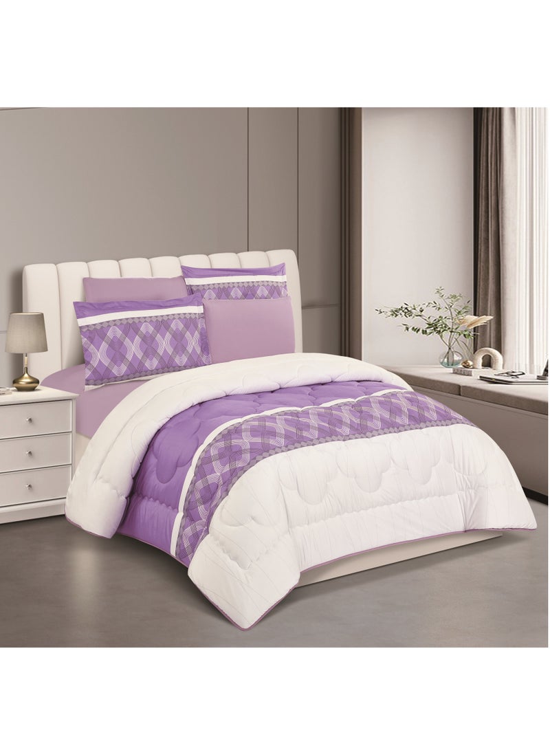 ستارجولد لحاف مطبوع فائق النعومة، طقم 6 قطع، قماش ميكروفايبر عالي الجودة، تصميم أنيق ومتميز، متين، مثالي لغرفة النوم المنزلية مقاس 240×220 سم - Image 1