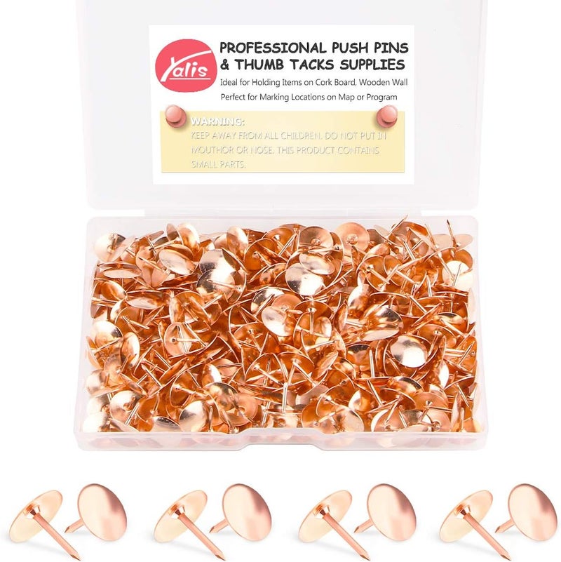 Yalis Thumb Tacks 500-count, 3/8-inch Rosegold Roundness Push Pins Office Tacks for Corkboard (Rose Gold) - Image 1
