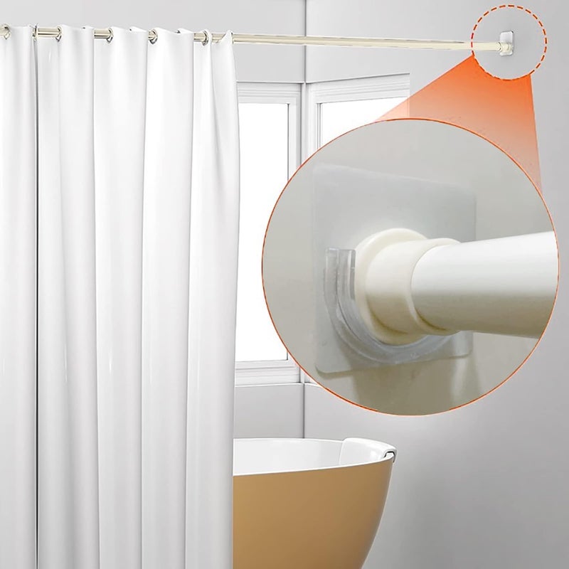 Venupple Shower Rod Holder, 2 Packs Tension Curtain Rod Bracket No Drilling, Adhesive Shower Rod Retainer Shower Curtain Rod Holder | Shower Curtain Rod not Included Transparent - Image 3