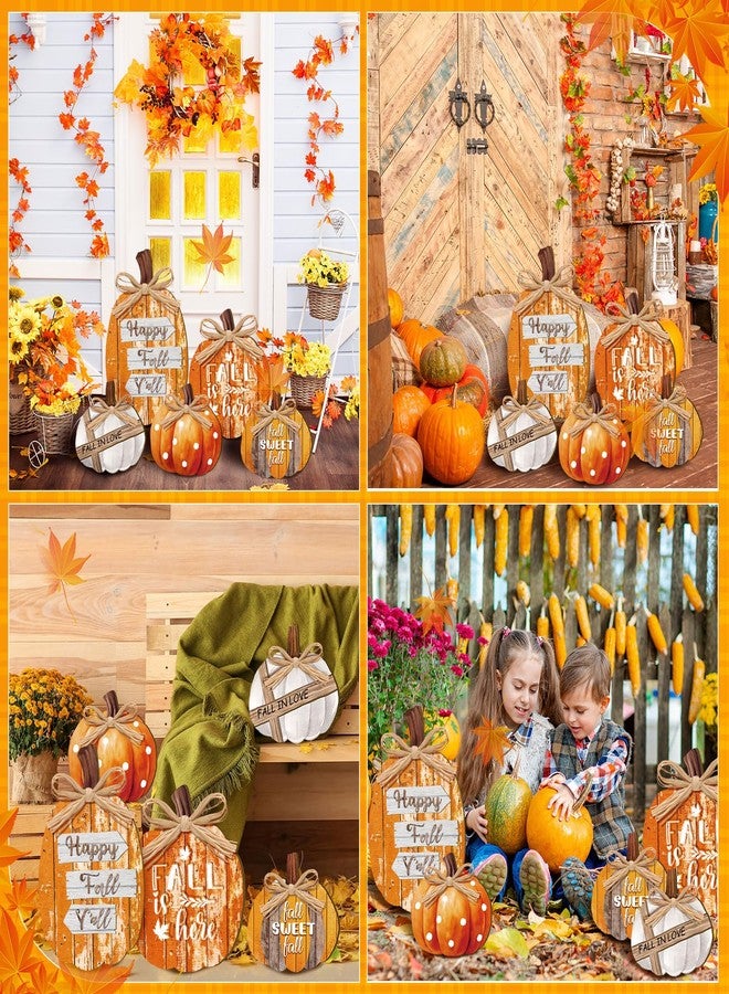 GlikCeil 5 Pcs Fall Decorations for Home Thanksgiving Outdoor Wood Pumpkin Porch Standing Fall Decor Thanksgiving Decorations Welcome Pumpkin Sign for Home Front Door Kitchen Garden (Happy Fall) - Image 5
