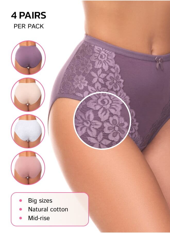 Every Woman Knows Women’s Mid-Coverage Slimming Lacy Briefs Soft Lacy Underwear for Ladies Multipack  - Image 1