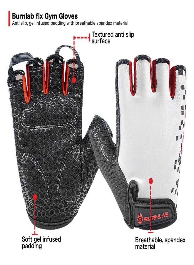 BURNLAB Flex Gym Gloves for Men and Women - Ideal for Weightlifting, Cycling, Crossfit, Offers Good Grip and Soft Padding (Force White, Small) - Image 3