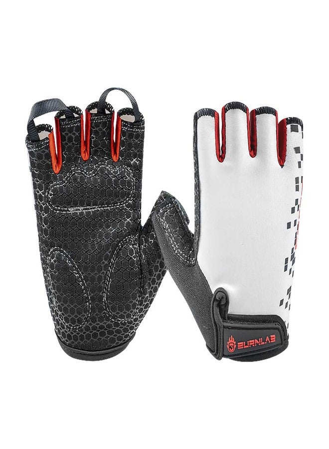 BURNLAB Flex Gym Gloves for Men and Women - Ideal for Weightlifting, Cycling, Crossfit, Offers Good Grip and Soft Padding (Force White, Small) - Image 1