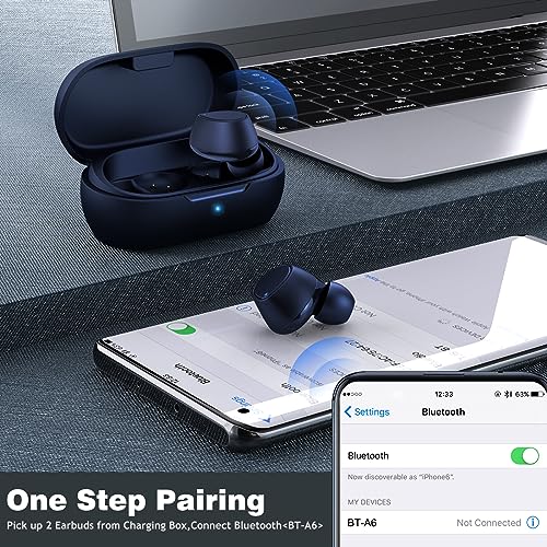 iMangoo 5.2 Bluetooth Headphones for Apple iPhone Air 17 16 16e 15 Pro Max 14 Plus 13, Small Ear Buds True Wireless Earbuds Earphones with Microphone Touch Control for Samsung S24 S23 Pixel 10 Blue - Image 2