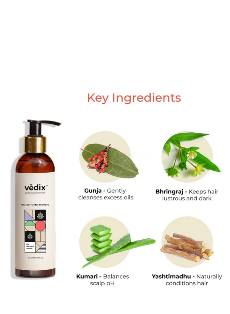 Vedix Dhavath Hairfall Shampoo - For Normal-Oily Hair - Made With With Aloe Vera, Bhringraj, Quinoa - 200ml - Image 3