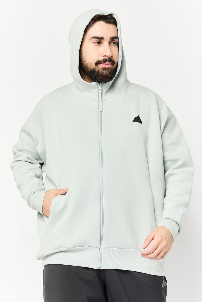 Adidas Men Sportswear Fit Long Sleeve Outdoor Hooded Sweatshirt, Sage  - Image 1