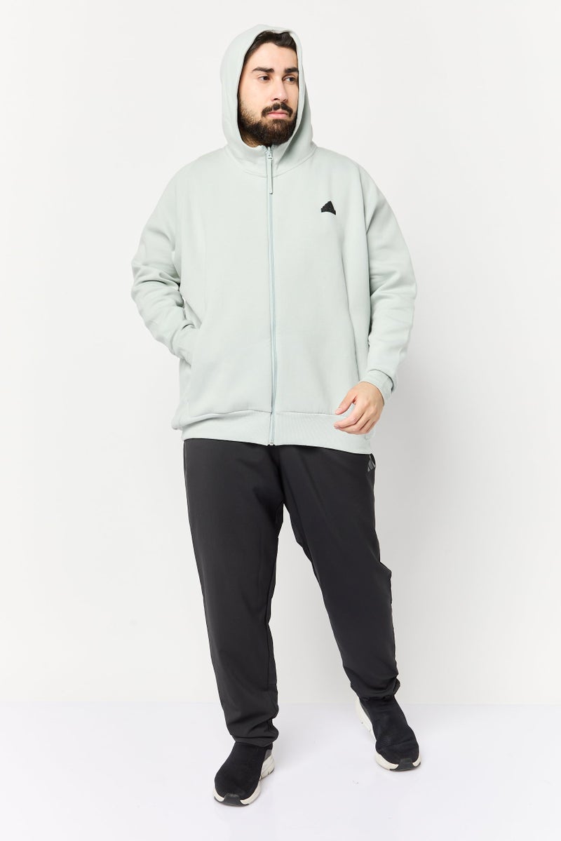 Adidas Men Sportswear Fit Long Sleeve Outdoor Hooded Sweatshirt, Sage  - Image 2