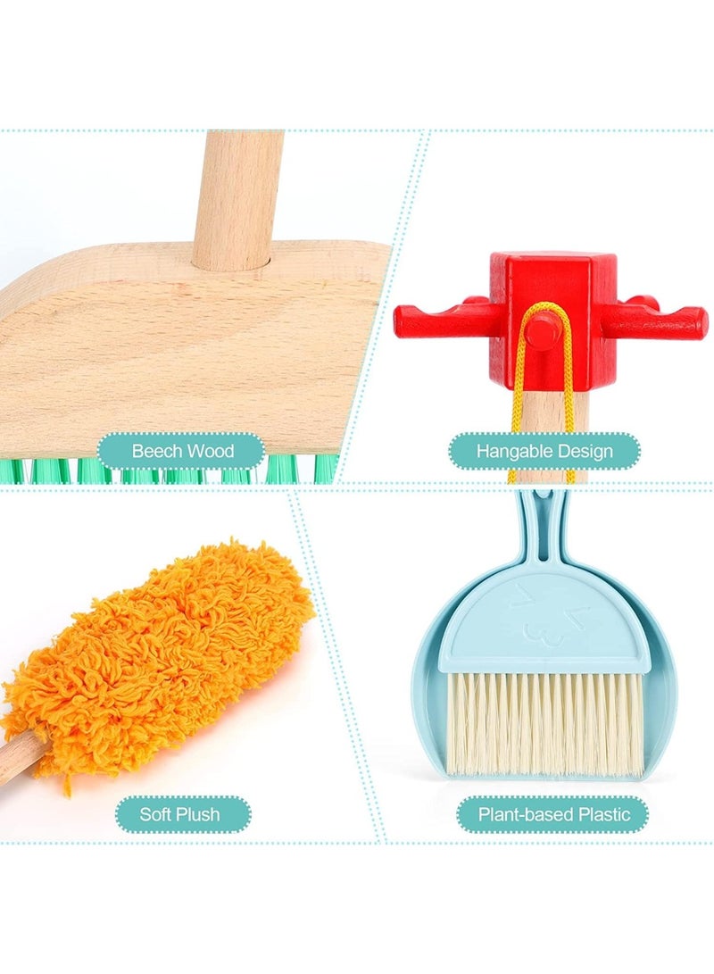 Capstro Children’s Cleaning Tool Wooden Role Play Toy with Broom, Mop, Brush & Stand | Montessori Practical Life Learning Set for Toddlers – Classic Cleaning Suit - Image 5