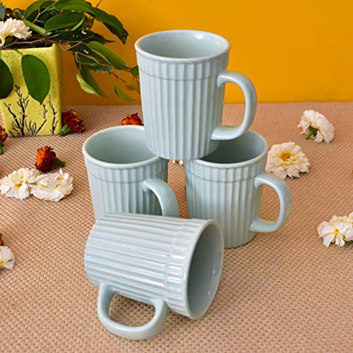 Kunhar Ceramic Coffee Mugs - 4 Piece, Cadet Blue, 290ml - Image 1