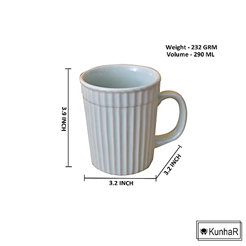 Kunhar Ceramic Coffee Mugs - 4 Piece, Cadet Blue, 290ml - Image 3