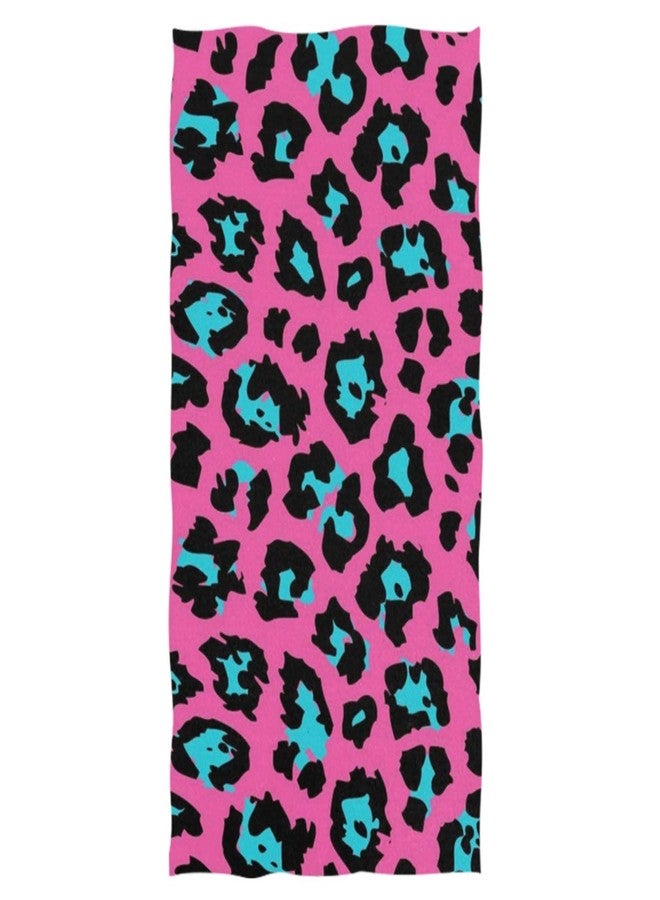 Naanle Beautiful Cheetah Skin Leopard Print Soft Bath Towel Highly Absorbent Large Hand Towels Multipurpose for Bathroom, Hotel, Gym and Spa (16" x 30",Pink Turquoise) - Image 1