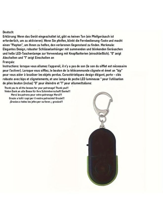 Green Key Finder With LED Light And Whistle Alarm Durable PC Material Battery Powered - Image 1