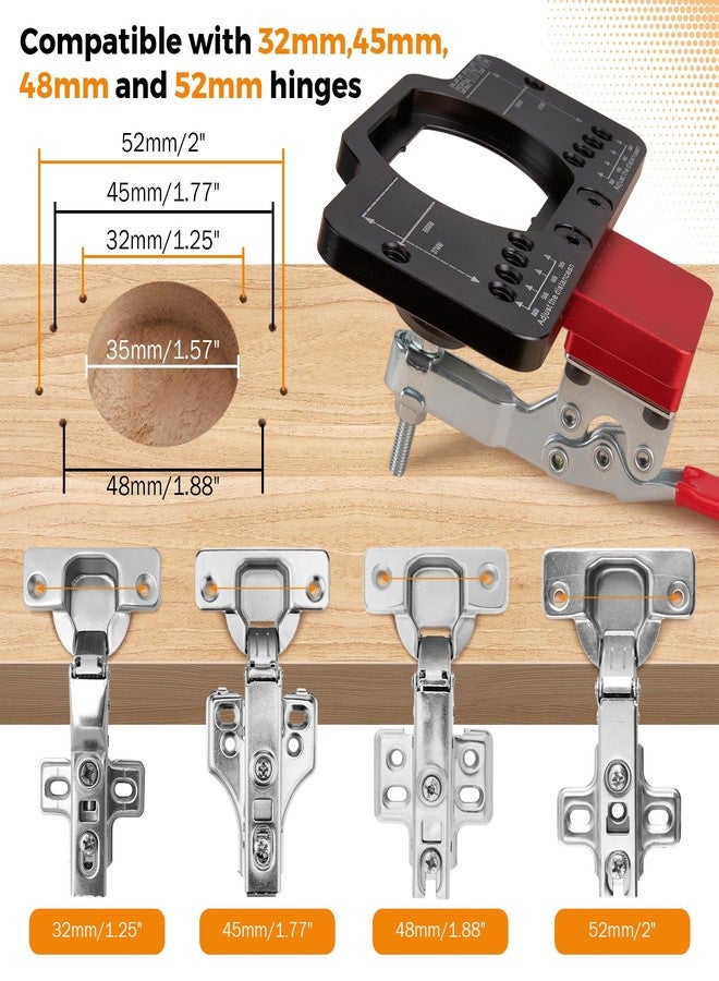 BEAMNOVA Upgraded 35mm Concealed Hinge Jig with Hole Drilling Guide Locator Compatible with 32mm, 45mm, 48mm and 52mm Hinges Cabinet Door Woodworking Tool Mounting Locking Hinge Boring Jig - Image 2