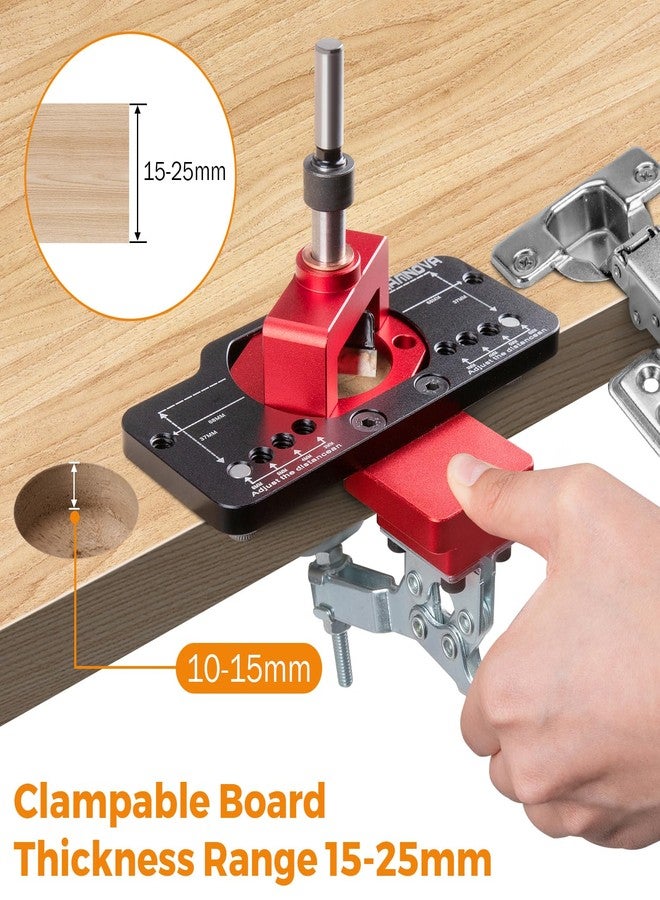 BEAMNOVA Upgraded 35mm Concealed Hinge Jig with Hole Drilling Guide Locator Compatible with 32mm, 45mm, 48mm and 52mm Hinges Cabinet Door Woodworking Tool Mounting Locking Hinge Boring Jig - Image 3