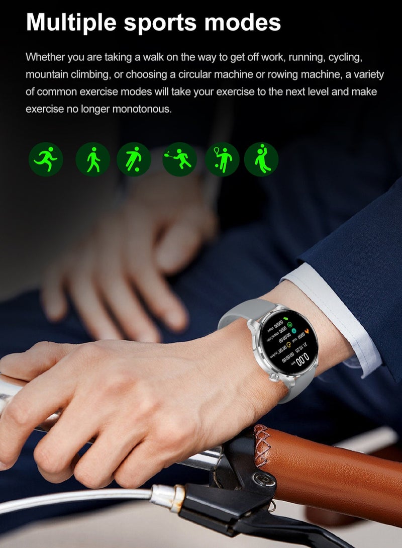 RollsTimi  Men's Smart Watch, 1.6-Inch AMOLED HD Screen, Smart Bluetooth Calls, Wireless Payment, Heart Rate Monitoring, Smart Sports Watch, M13 Tape Silver - Image 5