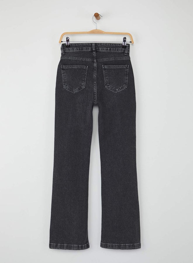 trendyol Anthracite High Waist Spanish Leg Flare Jeans - Image 5