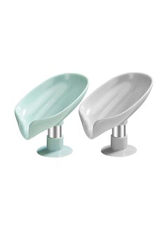 RATSAW 2Pcs Soap Dishes Soap Holder with Drainage Leaf Shape Soap Tray Suctions Soap Dish Holder for Shower Kitchen Bathroom  - Image 1