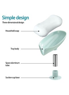 RATSAW 2Pcs Soap Dishes Soap Holder with Drainage Leaf Shape Soap Tray Suctions Soap Dish Holder for Shower Kitchen Bathroom  - Image 3