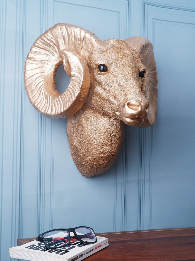 THE WHITE INK DECOR GoldToned Sheep Wall Sculpture Elegant Home and Hotel Wall Decor Gift for Living Room and Bedroom