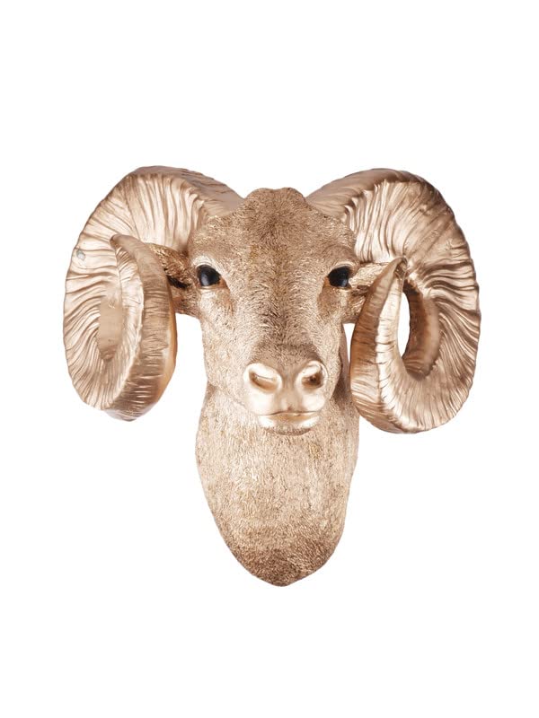 THE WHITE INK DECOR GoldToned Sheep Wall Sculpture Elegant Home and Hotel Wall Decor Gift for Living Room and Bedroom