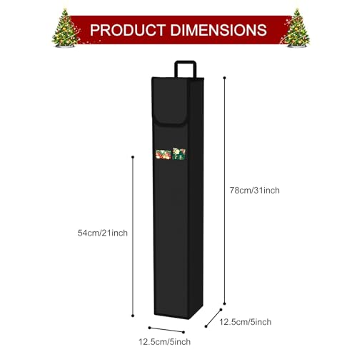 Demao Wrapping Paper Storage Bag 31", Gift Wrapping Paper Organizer Storage Containers with Pocket for Crafts Poster Tools, Christmas Wrap Paper Holder fits for 9 Standard Rolls (Black-1pc) - Image 3