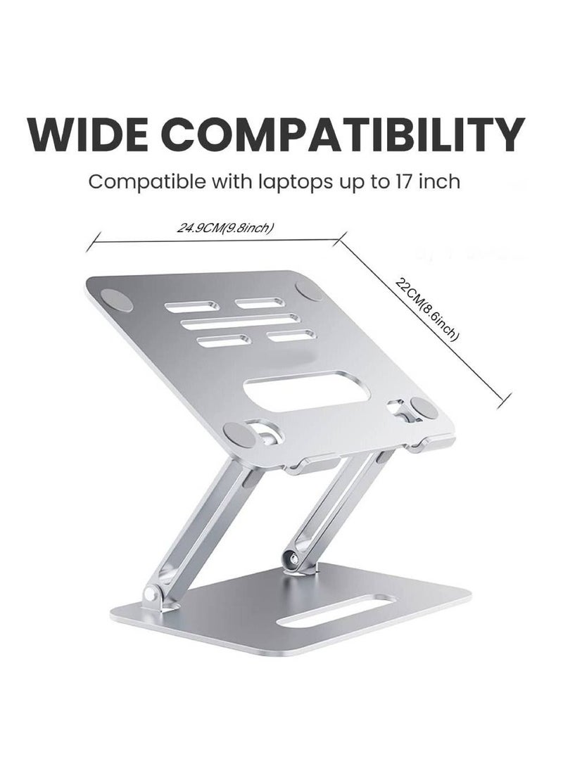 GENNEXT Foldable Laptop Stand for Desk, Mione Adjustable Height Ergonomic Computer Stand, Aluminum Portable Laptop Riser Holder Mount for MacBook Air Pro, All 10-17" Notebooks Laptops  - Image 2