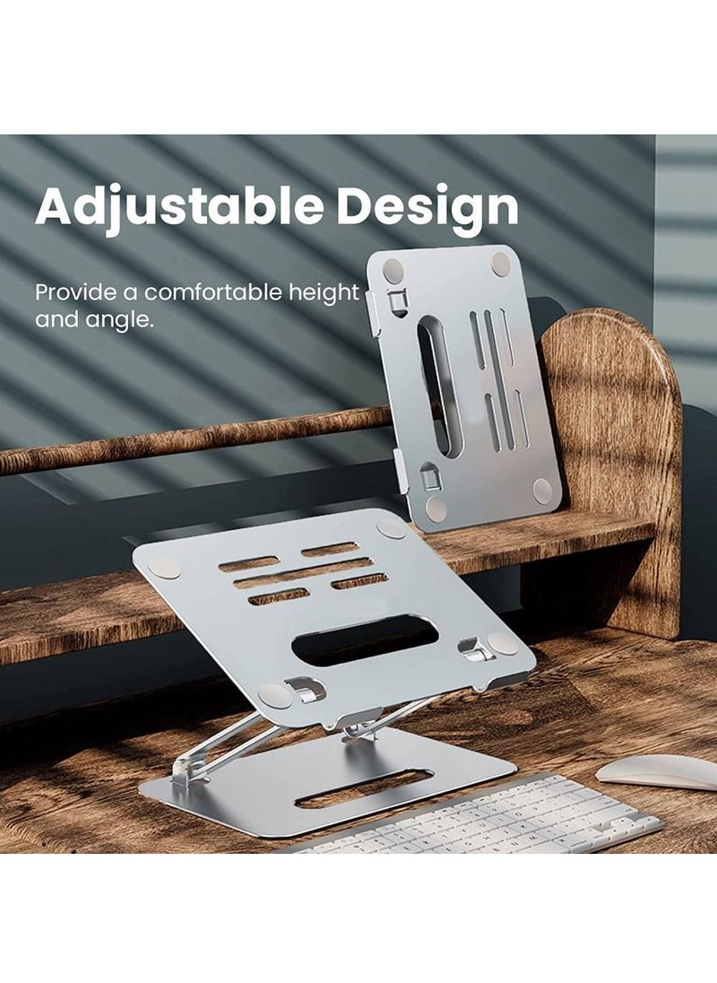 GENNEXT Foldable Laptop Stand for Desk, Mione Adjustable Height Ergonomic Computer Stand, Aluminum Portable Laptop Riser Holder Mount for MacBook Air Pro, All 10-17" Notebooks Laptops  - Image 3