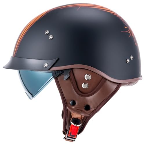 VCOROS Half Helmet Motorcycle DOT Approved Open Face Helmet F07 with Sun Visor and Quick Release Buckle for Adults Men and Women (Angel,XL) - Image 2
