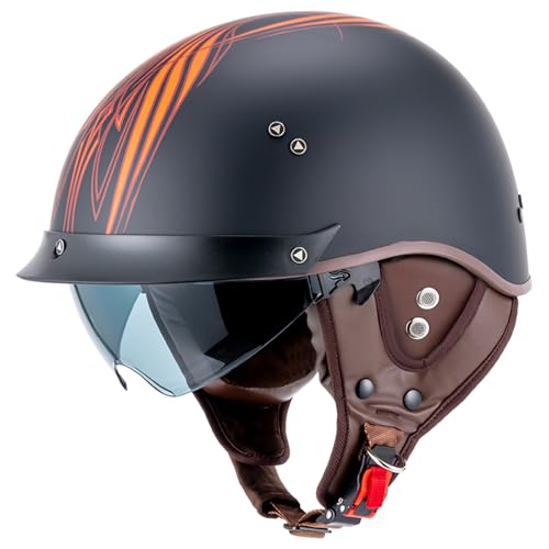 VCOROS Half Helmet Motorcycle DOT Approved Open Face Helmet F07 with Sun Visor and Quick Release Buckle for Adults Men and Women (Angel,XL) - Image 3