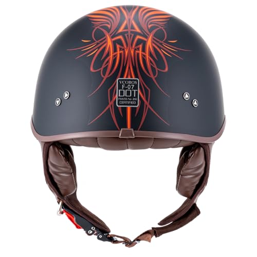 VCOROS Half Helmet Motorcycle DOT Approved Open Face Helmet F07 with Sun Visor and Quick Release Buckle for Adults Men and Women (Angel,XL) - Image 5